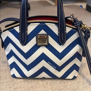 Dooney & Bourke Navy and White Chevron Mini Bag